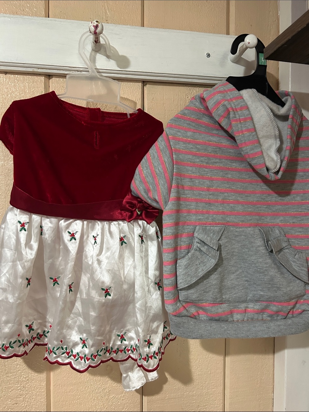Pet Red Velvet & White Embroidered Dress and sweater (L)!